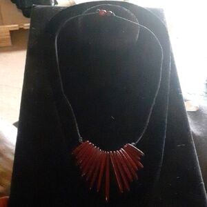 Striking Red Fan Design Necklace in Jewelry